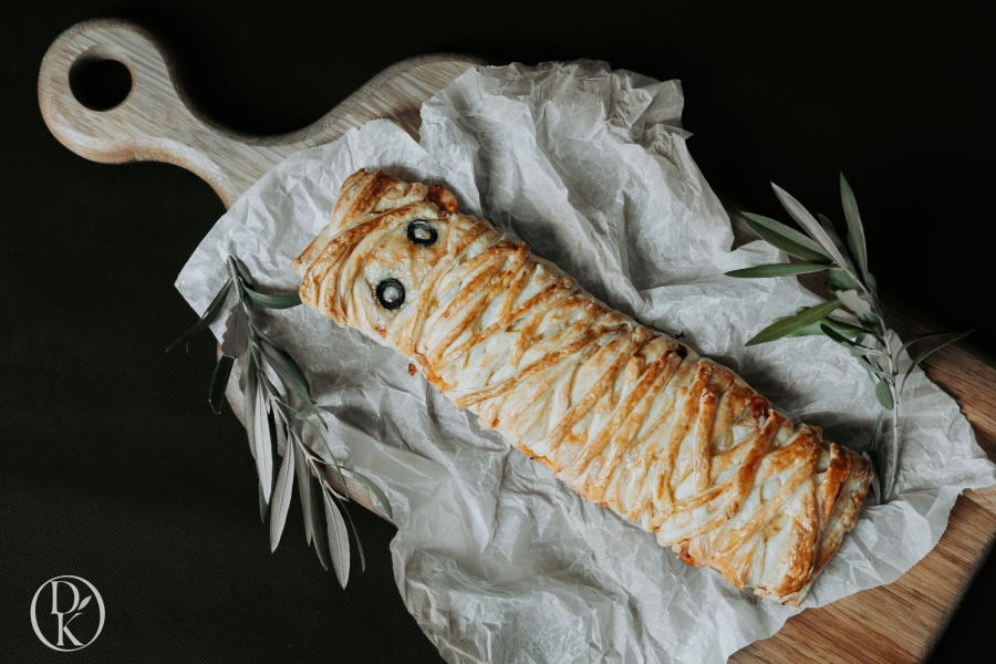 Halloweenský slaný závin: mumie